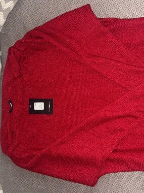 Women's Red Sparkle off shoulder Sweater
